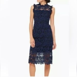 Kate Spade New York bicolor lace midi dress in Adriatic Blue/Rich Ink, Sz 6